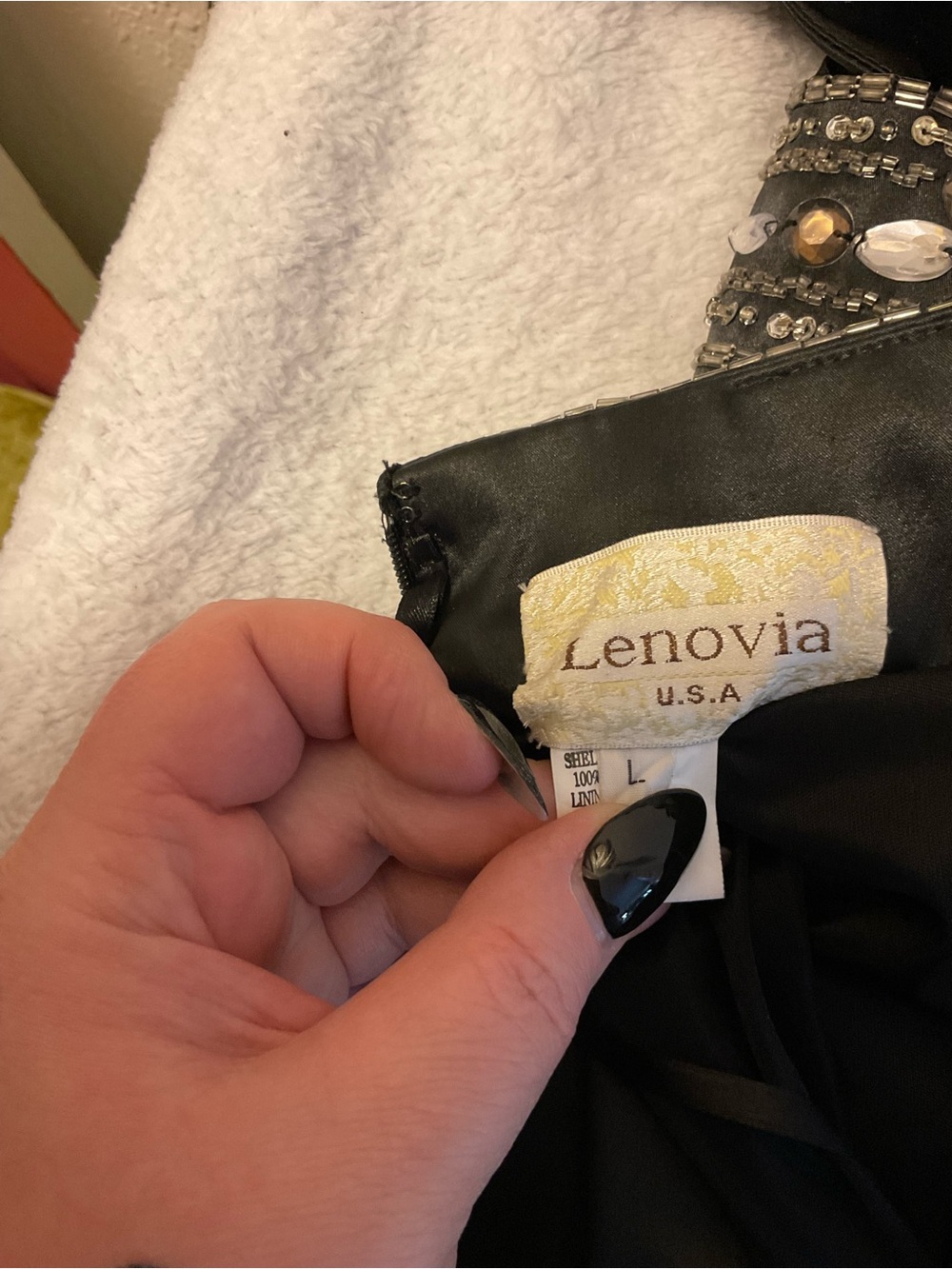 Lenovia gown formal dress black satin cut outs - Picture 11 of 16